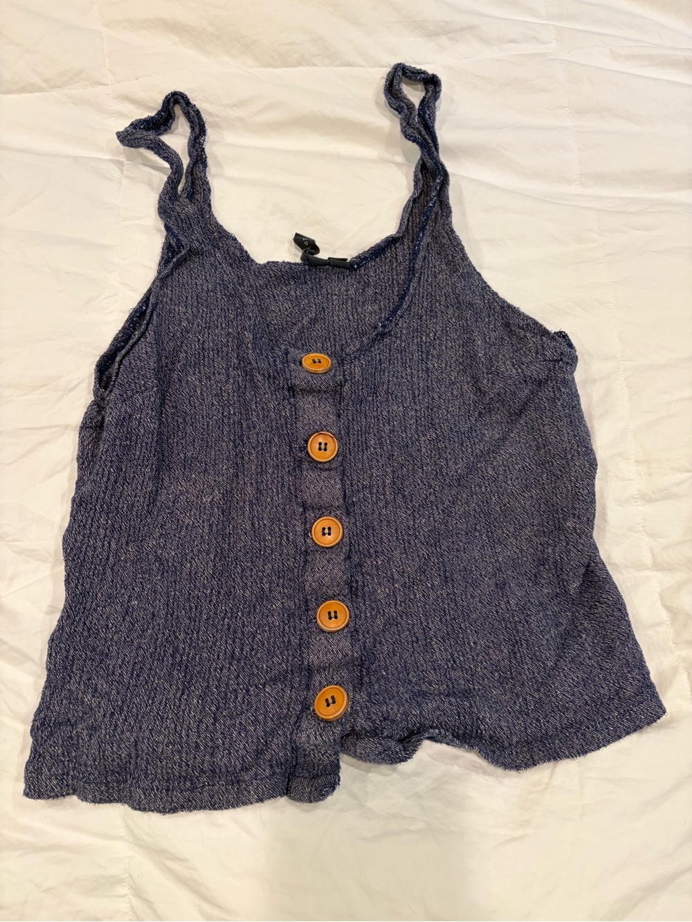Sleeveless Button-Front Knit Tank Top in Navy Small Knotsisters